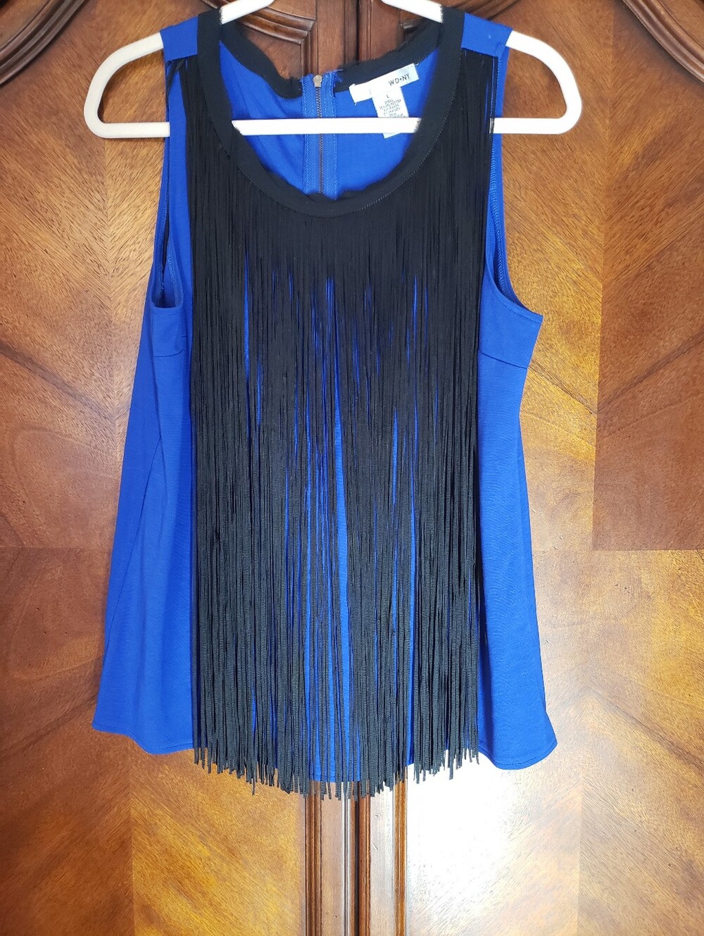 Sleeveless Blue Fringe Tank Top by WD NY